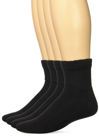 Top Flite Carolina Ultimate Top Flight Mens Diabetic Non-Binding Quarter Socks 2 Pack Casual, Black, Medium (Pack of 2)