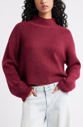 BP. Oversize Cozy Mock Neck Sweater in Burgundy Beet at Nordstrom Rack, Size X-Large