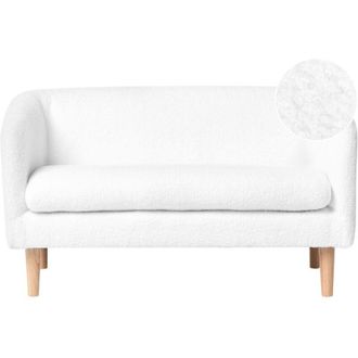 Beliani Kids Sofa White Boucle Upholstered with Armrests Modern 1-Seater Toddler Couch DAGALI