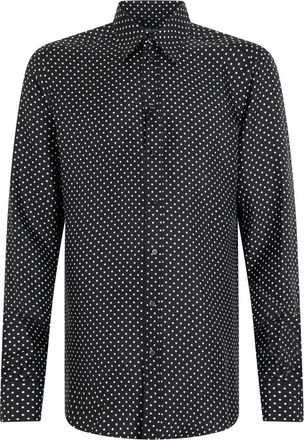 Dolce & Gabbana Zijden Twill Blouse met Polka Dot Print - Heren - Casual Overhemden - Zwart - XL - Overhemden