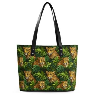 Generic Leopard Tropical Leaves Tote Bags for Women Cute Shoulder Purses Handbags
