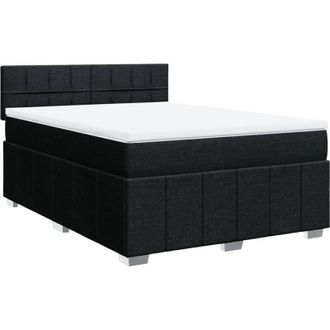 vidaXL Cama Box Spring Con Colch&oacute;n Tela Negro 140x190 Cm Vidaxl