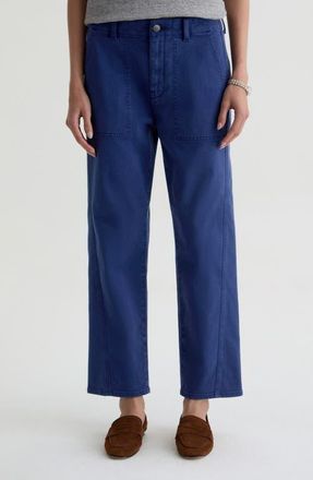 AG - Adriano Goldschmied Analeigh High Waist Ankle Straight Leg Twill Pants in Sulfur Pacific Navy at Nordstrom, Size 33