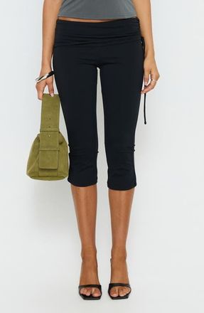 Princess Polly Bailor Channel Waistband Capri Pants in Black at Nordstrom, Size 12