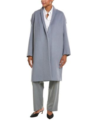 Vince Collarless Long Wool-Blend Coat