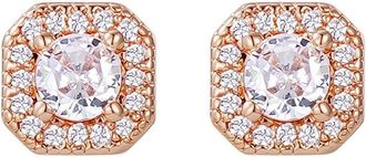 Adornia Adornia 14K Rose Gold Plated Cz Halo Square Cushion Stud Earrings