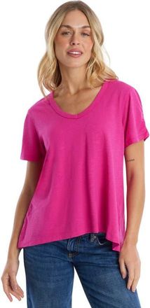 Wilt Deep V-Neck Ruched Sleeve Tee in Rose Violet at Nordstrom, Size Medium