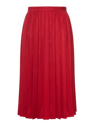 Gucci JACQUARD SILK MIDI SKIRT WITH GG CROSS CHAIN - Gucci - Woman