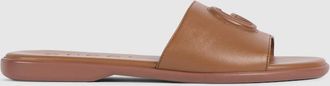Gucci Womens Slide Sandal With Double G, Brown, Leather