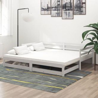 Les Tendances Les Tendances - Sof&aacute; Cama Extra&iacute;ble Madera Maciza De Pino Blanco 2x(90x200) Cm Vidaxl