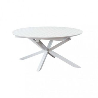 No Brand Tavolo in alluminio rotondo allungabile bianco con diametro 150x150xH75 cm Camet