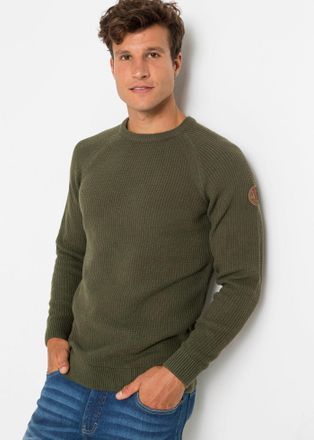Bonprix Strickpullover BONPRIX, Herren, Gr. 60/62 (XXL), gr&uuml;n (dunkeloliv), Obermaterial: 70% Baumwolle, 30% Polyester, regular fit, Pullover Strickpullover, 