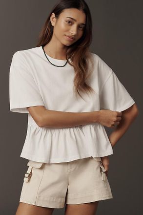 The Great. Oversized Ruffle T-Shirt Top