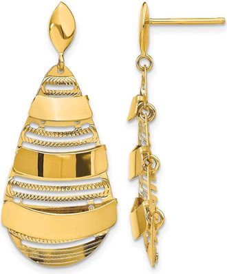 Diamond2Deal 14K Yellow Gold Polished and Brushed Facny Drop Dangle Earrings