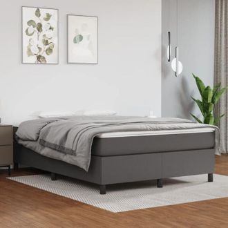 vidaXL Vidaxl - Estructura De Cama Sin Colch&oacute;n Cuero Sint&eacute;tico Gris 140x190 Cm