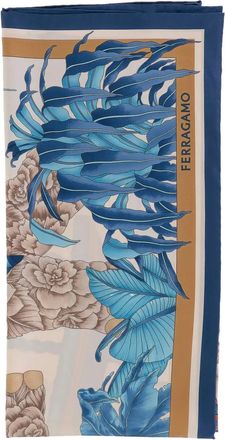 Ferragamo Sjaal met bloemenprint - Blauw
