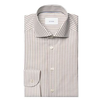 Eton Formal Shirts, male, Beige, Size: 2XL Striped Signature Oxford Shirt