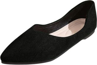 Generic Womens Ballet Flats Pointed Toe Casual Pumps Stylish Solid Color Breathable Versatile Comfortable Slip On Flats Shoes Work Office Black
