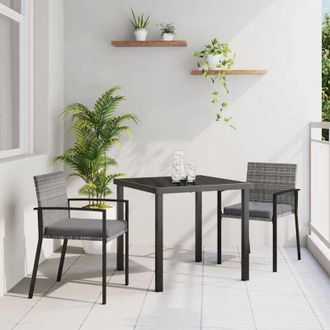 vidaXL Conjunto De Comedor De Jard&iacute;n 3 Pcs Gris Polirat&aacute;n Vidaxl