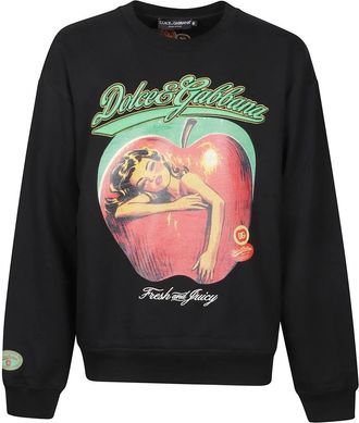 Dolce & Gabbana Zwarte Grafische Print Sweater - Heren - Sweatshirts - Zwart - L - Hoodies & sweatvesten