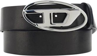 Diesel Leren Riem met Logo - Heren - Riemen - Zwart - 80 CM - Leer - Accessoires