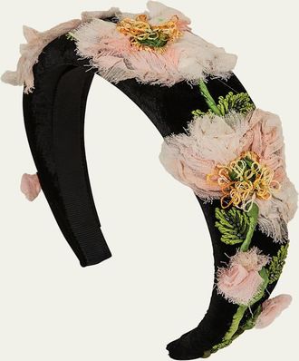Jennifer Behr Allona Flower Velvet Headband