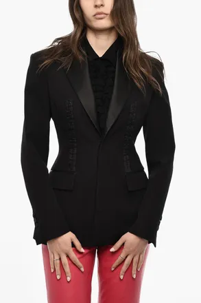 Dsquared2 Giacca a 1 Bottone in Lana Vergine con Dettagli in Seta Dsquared2