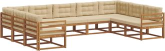 vidaXL Conjunto De Sof&aacute;s De Exterior 9 Uds. Natural Y Beige Vidaxl