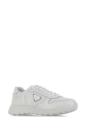 Prada Mens White Nylon And Leather Prax 2.0 Sneakers Bianco Poliammidericiclata-Vitello