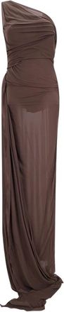 The Attico Elegante Lange Jurk met Open Rug - Dames - Avondkleed - Bruin - 2XS - Kleedjes