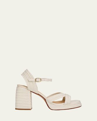 Castaner Valle Metallic Raffia Platform Sandals