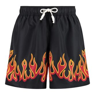 Palm Angels Beachwear, male, Black, S, Printed swim shorts