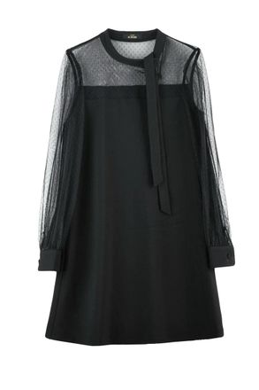 Twin-Set Black Polyester Viscose Elastane Womens Tunic Dress