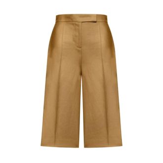 Max Mara High-Waisted Pleated Shorts - female - Max Mara - Bermudas - Brown - 2XS - Shorts