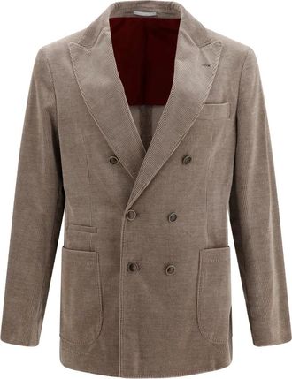 Brunello Cucinelli Chaqueta de Pana de Doble Botonadura - Jackets - Hombre - Marr&oacute;n - 2XL