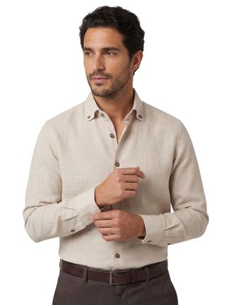 John Miller Beige linnen John Miller overhemd