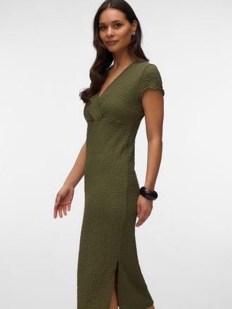 Mama Licious Jerseykleid MAMALICIOUS MLDONNA CAP TESS JRS MIDI DRESS 2F NOOS, Damen, Gr. XL, N-Gr, kalamata, Jersey, Obermaterial: 98% Polyester, 2% Elasthan, unif