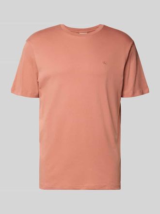 Calvin Klein T-Shirt mit Logo-Stitching Modell SUPIMA in Lachs, Gr&ouml;&szlig;e XXL