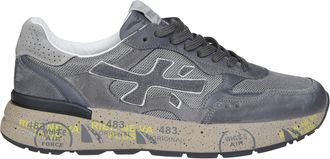 Premiata Grey Low-Profile Suede Mesh Sneakers
