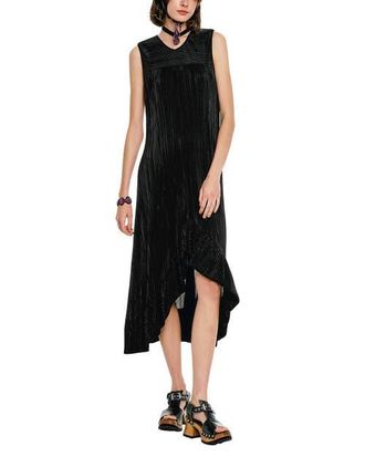 Anna Sui Plisse Hi-Low Dress in Black at Nordstrom, Size Medium