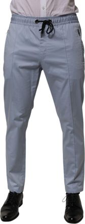 Dolce & Gabbana Light Blue Cotton Drawstring Elastic Waist Men Mens Pants (Pre-Owned)