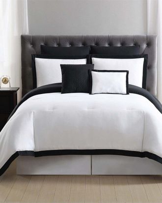 Truly Soft Everyday Hotel Border White & Black 7Pc Comforter Set