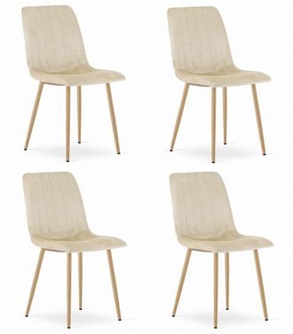 OEM Silla Lava - Terciopelo Beige Claro / Patas Color Madera X 4