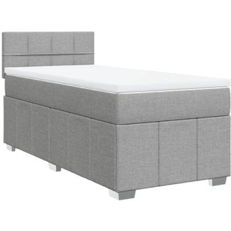 vidaXL Cama Box Spring Con Colch&oacute;n Tela Gris Claro 100x200 Cm Vidaxl