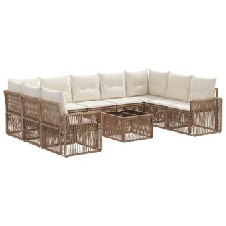 vidaXL Conjunto De Sof&aacute;s De Jard&iacute;n 10 Pcs Beige Y Blanco Crema Vidaxl