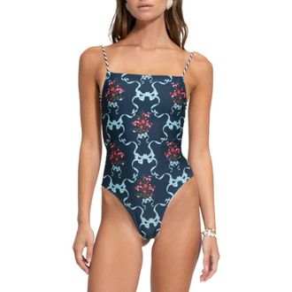Agua Bendita Kali Cherish Reversible Lace-Up One-Piece Swimsuit in Blue at Nordstrom, Size X-Large