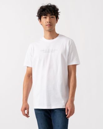 A|X Armani Exchange Mens U0002 with Tonal Milano/New York Logo T-Shirt in White Cotton - Size X-Large