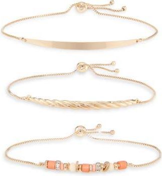 Nordstrom Rack Slider Chain Bracelet in Coral Multi- Gold at Nordstrom Rack