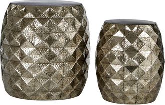Premier Housewares Reza Gold Finish Drum Stools