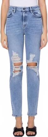 Hidden Jeans Zoey Distressed Knee Grinded Mom Jeans In Light Wash